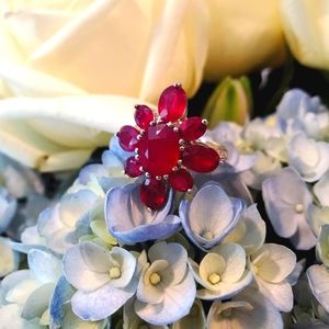 Rowena • Niassa Ruby & Diamond Flower Ring